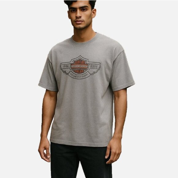 Harley-Davidson Men's T-Shirt Size L 100th Anniversary  Gray Short Sleeve EUC - Picture 2 of 12